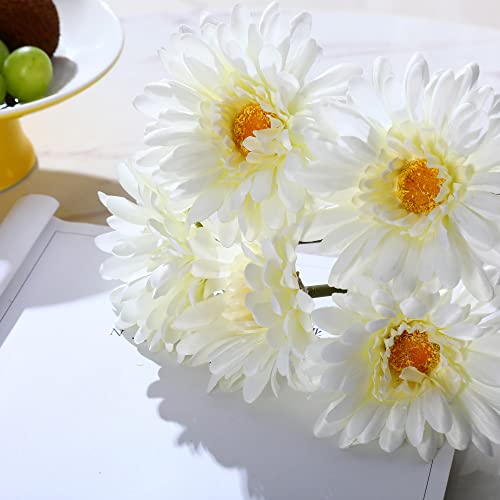 Topia Artificial African Daisies Flowers African Daisy Silk Flowers Artificial Gerbera Daisies Pack Of 10 (White) #TOP2
