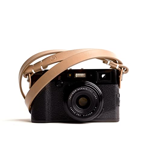 Evergreen Genuine Leather Minimalist Neck Shoulder Slim Camera Strap (Light Tan)