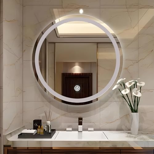 Image of LAVISTA Led Mirror for Bathroom with 3 in 1 Led Light (WAM, White & Warm White) | Wash Basin Mirror for Wall (24 X 24 Inch)