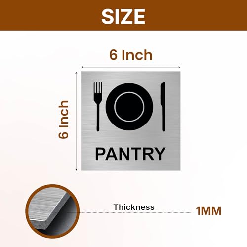 Image of Pantry Sign Board for Office, Restaurant, Hotel, Mall & Commercial Spaces | Durable Wall Mounted Pantry Door Sign | Premium Silver Finish Name Plate Stainless Steel