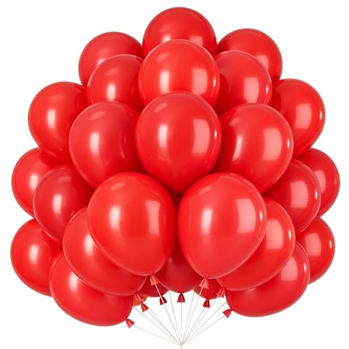 Luftballons Rot 100er Pack 10 Zoll Rot Latex Ballons Rote Helium Luftballon Matt Rote Girlande Party Ballons Set für Babyparty Hochzeit Valentinstags Geburtstags Party Deko