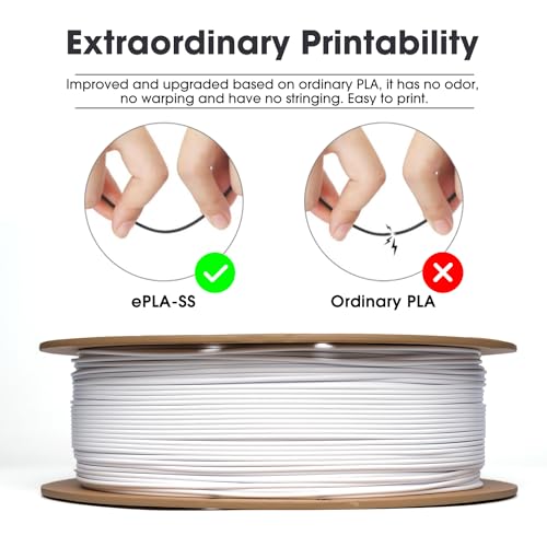 Image of eSUN PLA Basic Filament 1.75mm, 3D Printer Filament High Speed PLA for Fast Printing, 1KG Spool (2.2 LBS) 3D Printing Filament for High Speed 3D Printers, Cold White