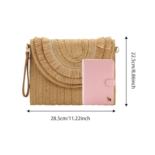 Image of Gets Straw Clutch Purse for Women Summer Clutch Beach Envelope Handbags Wallet Crossbody Bag
