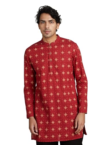 Image of Amazon Brand - Symbol Men's 100% Cotton Everyday Mid Length Casual Kurta - Regular Fit (Available in Plus Sizes)