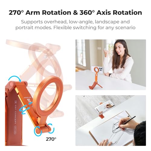 K&F CONCEPT 360° Rotating Magnetic Phone Tripod(Orange) by K&F CONCEPT - Used condition - Image 3