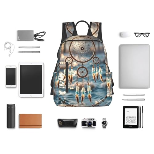 Backpack 14.7 inch Lightweight Large Bookbag Native American Dream Catcher Daypack for Travel Office Work4