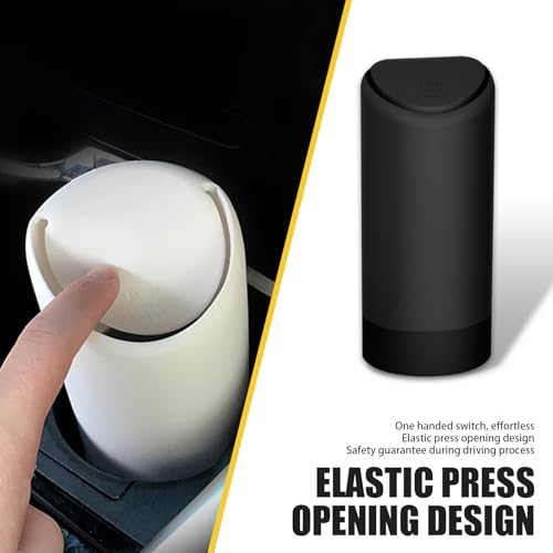 Image of 1 PC Car Trash Can, 6.2 inch x 2.5 inch Isolate Odors and Keep Fresh Air Debris Storage Bucket with Lid, Silicone + ABS Detachable Washable Portable Noiseless Storage Box, Universal for Cars (Black)