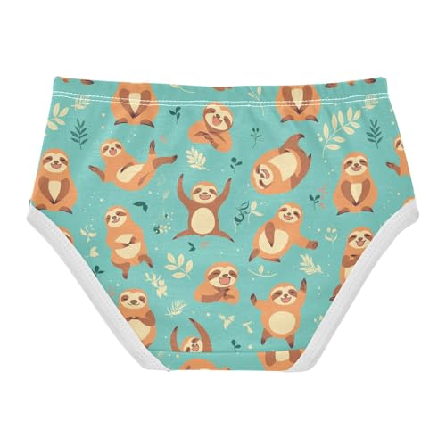 Wusikd Cute Sloth Girls' Underwear Cotton Doing Yoga Poses Girls Briefs Soft Toddler Underwear 2T2