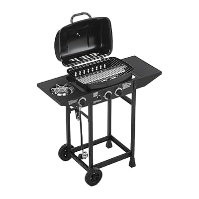 2 Burner Propane Grill, BBQ Propane Gas Grill with Side Burner, 24000 BTU Output Stainless Steel Barbecue Grill with Enameled Grates and Side Tables for Outdoor Cooking Kitchen Backyard (2+1 Burner)