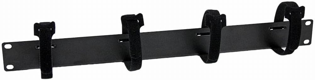 StarTech.com 1U Horizontal Cable Management - TAA Compliant - Server Rack Cable Organizer with Hook and Loop Fastener Strips (CMVELC1U), Black