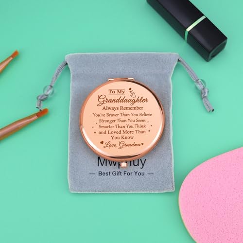 Espejo compacto redondo para maquillaje color rosa miniatura 7