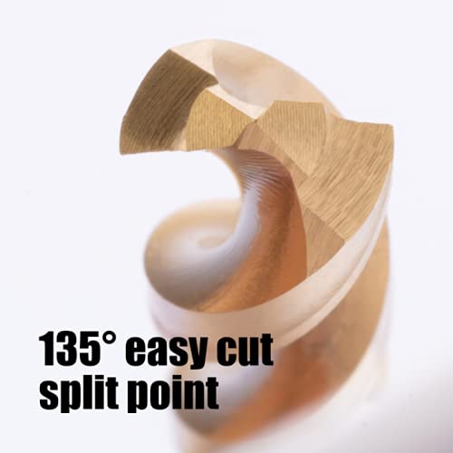 Jefe Hex 5/16" Hex Shank Titanium Hss Twist Drill Bits, 135 Degree Easy Cut Split Point Drill Bit For Steel, Copper, Aluminum, Zinc Alloy, Wood And Plastics, Packed In A Double Blister. #TOP4