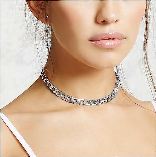 Cathercing Women Chain Choker Necklace Big Link Necklace for Women Trendy Jewelry Necklaces Chains Punk (silver)2