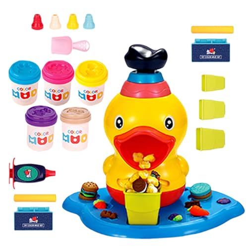 Juguete de pasta de colores, juegos de pasta de colores,Juego de fideos, Fundición de pasta divertida | Herramientas de plastilina, fabricante de fideos, divertido pato de dibujos animados, juguetes