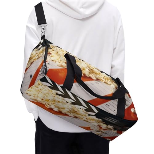 Gym Bag,Cinema Clapboard And Popcorn Gym Duffle Bag,sports Gym Bag,small Fitness Workout Sports Duffle Bag,gym Bag for Women And Men, style 5