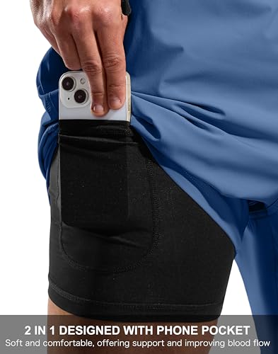 Image of G Gradual Mens Swim Trunks with Compression Liner 7 inch /9'' Quick Dry Board Shorts Swimsuit Bathing Suit for Men Zipper Pockets