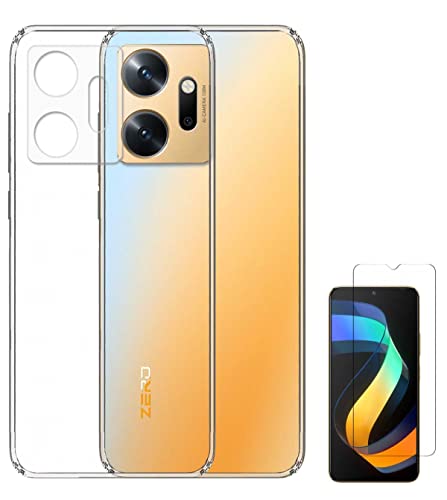 Image of Transparent Soft Silicone TPU Flexible Back Cover Compatible with Infinix Zero 20 and Screen Guard