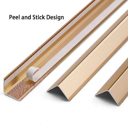 Gaahing Aluminum L Molding Corner Guards, Peel and Stick Trim for Wall Protection, Door Frame, Tile Edge (3Pcs x 2.9ft x 0.8in, Matte Gold) - Image 5