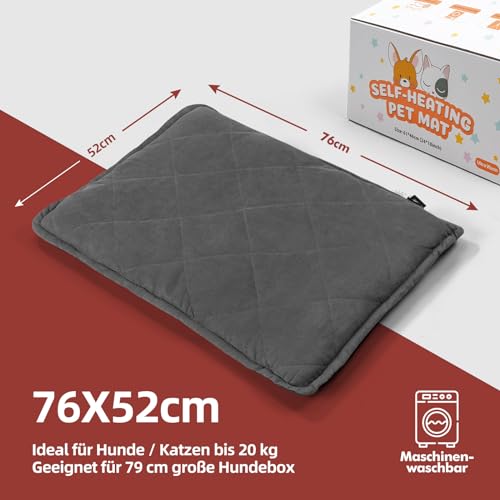 Mora Pets Selbstheizende Decke Katzen, Wärmedecke für Katzen Heizdecke Hunde Ultrawarme, Selbstwärmend Katzendecke Ohne Strom Hundedecke Wärmematte Dick und Weiche, Größe: 76 x 52 cm