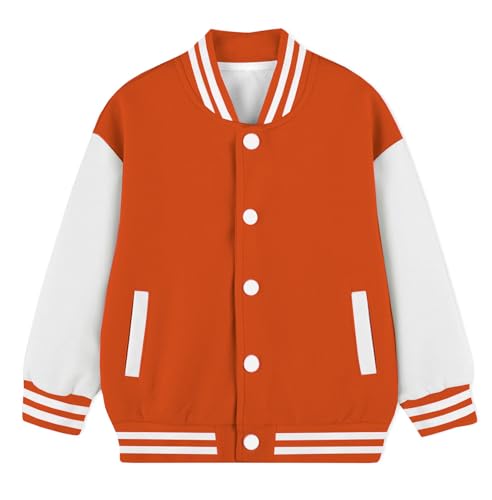 Image of Cromoncent Kids Varsity Baseball Jacket Colorblock Bomber Coat Unisex Boys Girls School Outwear, 18 Months - 14 Years