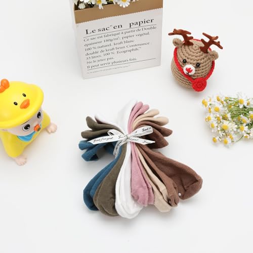 Image of JAKIDAR 12 Pack Baby Socks Cotton Crew Toddler Socks Grips Non Slip Bottom Kids Socks
