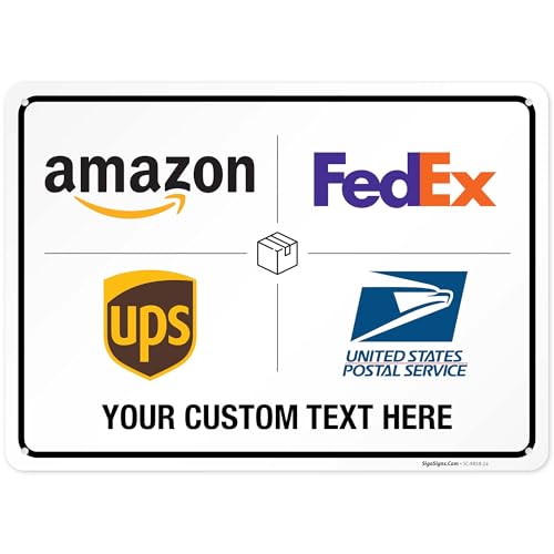 Image of Custom Package Delivery Sign, Delivery Instructions, 10x14 Inches, Rust Free .040 Aluminum, Fade Resistant, Made in USA by Sigo Signs