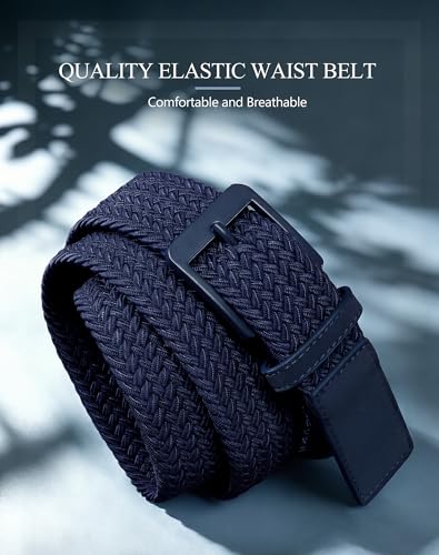 Image of SANSTHS Stretch Braided Golf Belt Breathable No Hole Elastic Woven Belt for Men Women, Ideal Belt for Golf Travel Daily Wear