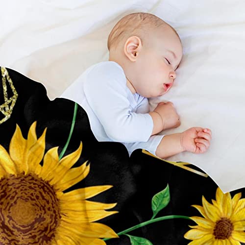 Couverture microfibre polaire légère et chaude Golden Sunflowers 150x130