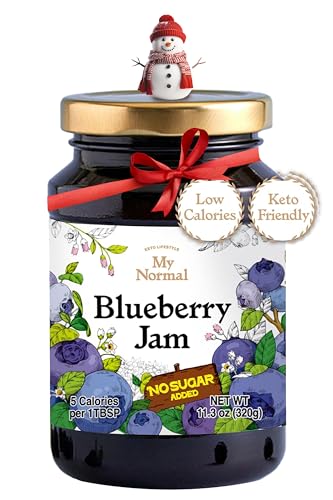 My Normal No Sugar Blueberry Jam Diabetic-Friendly, Blueberry 55% Fruit Jelly with Allulose, Keto & Zero Sugar Jam - Only 4 Ingredients, No Artificial Additives (320g, 11.28 oz)