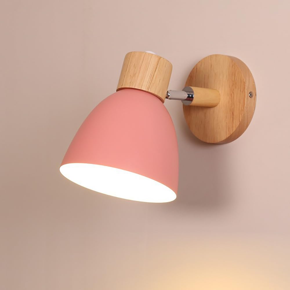 Granestner Stylish Macaron Wall Sconce - Adjustable Hardwired Metal Lamp for Living Room, Bedroom, and Bathroom Cheerful Yellow Design (Bulb Not Included)(Pink)