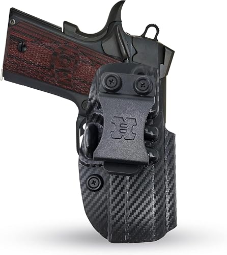 Iwb Kydex Holster Fits 1911 3' Concealed Carry - Lined Inside for Strong Retention and Protection - Reinforced Plastic Clip - Lightweight (Carbon Fiber)