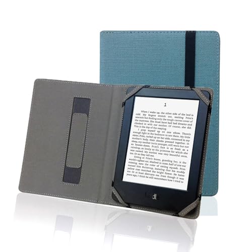 Berfea Funda universal para lector electrónico de 6 pulgadas con reposamanos, material de lino natural, funda protectora ligera para dispositivos de lectura de libros electrónicos de 6 pulgadas