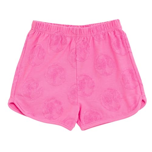 Image of Barbie Girls French Terry Drop Shoulder T-Shirt and Dolphin Shorts Outfit Set Toddler to Big Kid Sizes (2T - 14-16)