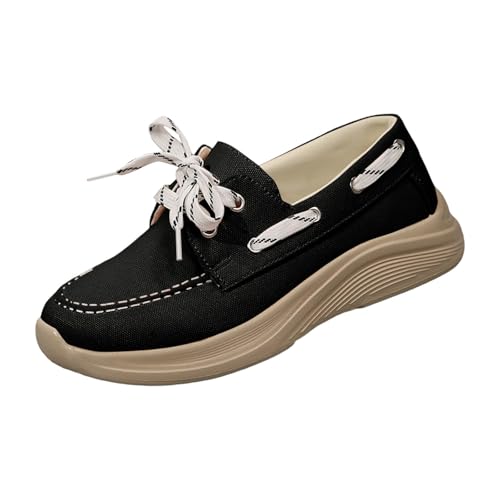 2025 Women's Canvas Slip On Shoes Lace Up Sneakers Slip On Low Top Arch Support Walking Loafers Orthopedic Non Slip Closed Toe Running Casual Boat Shoes Soft Tennis Shoe for Daily Wear