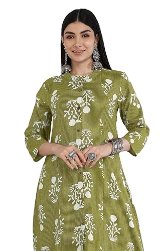 Image of MIRCHI FASHION Pure Cotton Kurti for Women | A-Line Kantha Work Printed Kurta for Woman | Ethnic Wear for Office & Daily Use (Single Piece)