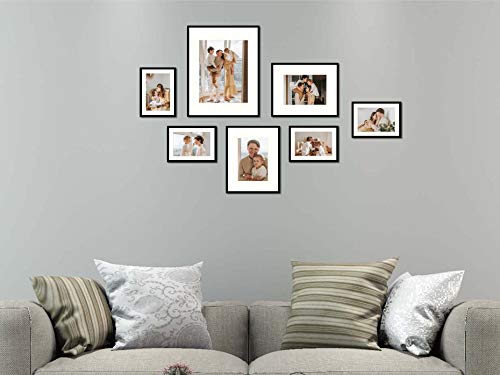 Golden State Art, Bilderrahmen für 1 Fotos à 28 x 35 cm, 2 x 25 cm und 4 Bilder à 12,7 x 17,8 cm Aluminium-Fotorahmen für Wand oder Tisch, Schwarz – Bild 5