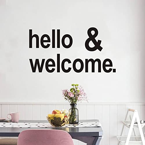 Wall Decal Stickers, Hello Welcome Stickers, (Easy To Apply), Front Door Inspirational Motivational Quotes, Office Gym Classroom School Nursery Playroom, Farmhouse Porch Pantry Teamwork Work Success Business Shop Yoga Room Welcome Center Positive Saying Home Vinyl Decor Art Sign Word 21"X11" #TOP10