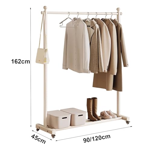 Portant à vêtements sur roulettes en aluminium avec étagères de rangement - 8