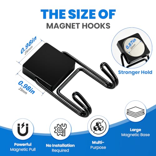 Image of MIKEDE Magnetic Hooks 80LBS, 6 Pcs Cruise Essential Heavy Duty Black Hook