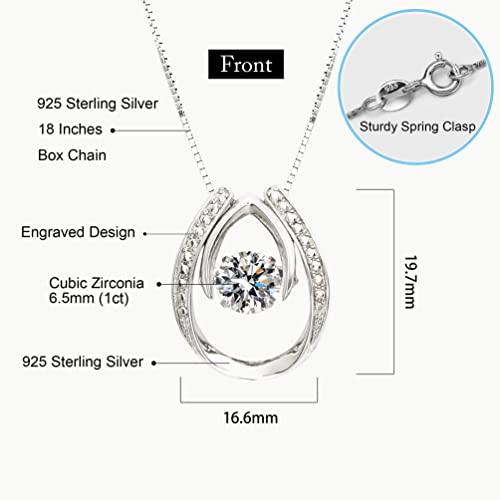 Arinza Necklace For Women Sterling Silver Dancing Diamond Cubic Zirconia Cz Pendant, Anniversary Birthday Mother's Day Gifts Jewelry For Women Mom/Wife/Sister #TOP5