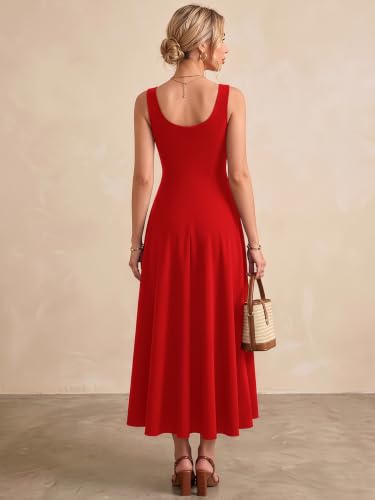 Image of Solid Fit and Flared Round Neck Midi Dress for Women's & Girl's