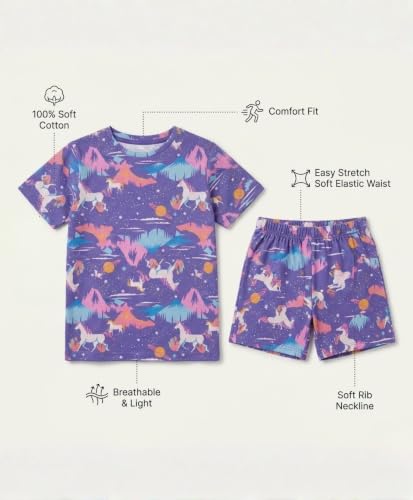 Image of ANTHRILO Sleepwear Shorts Set for Girls| Material: 100% Pure Cotton | Fabric: Skin-Friendly, ensuring a Soft Touch on Delicate Skin| Fit: Regular |Age Range: Suitable for Girls Aged 0-14 Years