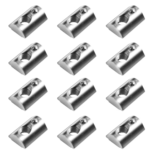 FOCMKEAS 12 Pcs 2020 Series M6 Carbon Steel Roll in T-Nut, T Slot Nuts, Spring Roll Ball Elastic Nuts for European Standard 20 Series Aluminum Extrusion Profile Rail 3D Printer CNC Router