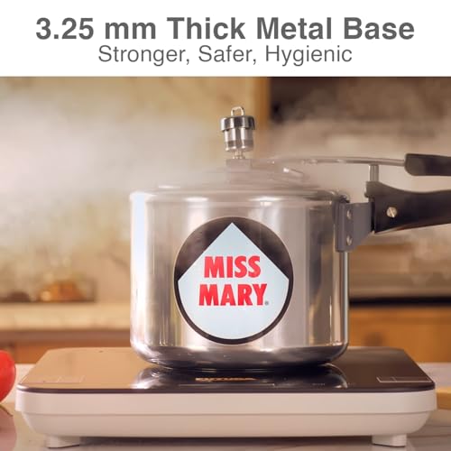 Image of Hawkins Miss Mary 3 Litre Pressure Cooker | Straight Body | Induction & Gas Compatible | Ideal for 3-4 persons | ISI Certified | Guaranteed for 5 year | Silver (IMM3T)