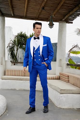 Wangyue Mens Tuxedo Suit for Men 3 Piece Suit Men Slim Fit Suits One Button Shawl Lapel Wedding Suit Tuxedos Prom Suit2