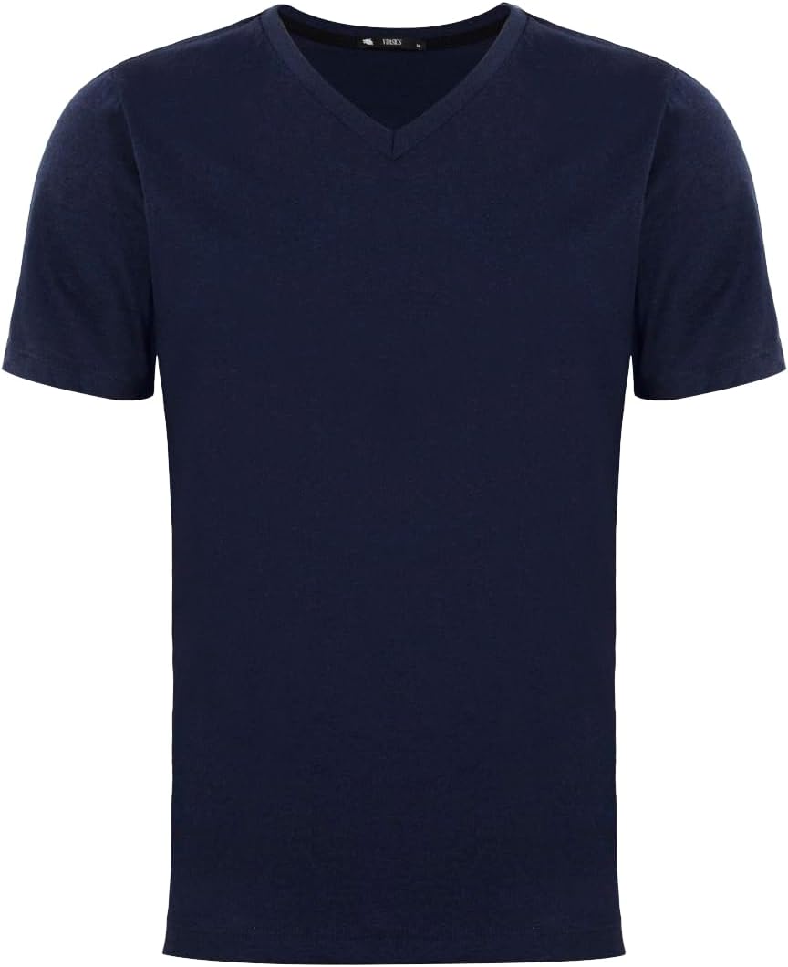 Camiseta Masculina Meia Malha Slim Fit Lisa Básica, Gola V