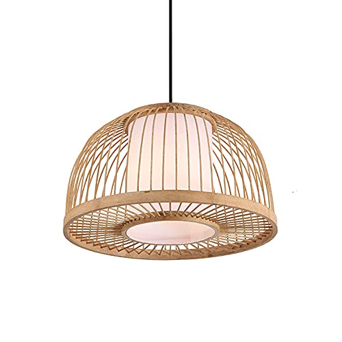 Lustre vintage en bambou demi-cercle suspension osier QYYZTQY salon de thé