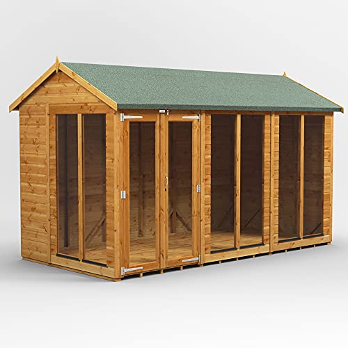 Powersheds High Grade Premium Apex Summer House Wooden Shed with Security Features, PVC Window Sills, Door & Window Flexibility, made from Extra Thick Timber