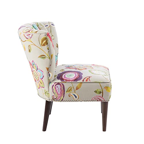 Madison Park Korey Accent Chairs - Hardwood, Birch Wood, Fabric Living Room Chairs - Khaki, Purple, Blue, Floral Paisley Style Living Room Sofa Furniture - 1 Piece Wingback Deep Seat Armless Bedroom Chairs Seats #TOP2