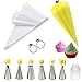 Kit di Articoli per la Decorazione di Torte con 6 Punte per Glassa,2 lacci per sacchetti,1 Adattatore,25 pezzi di sac à poche usa e Getta per Creme Glasse,Decorazione Torte e Cupcake (34 pezzi)